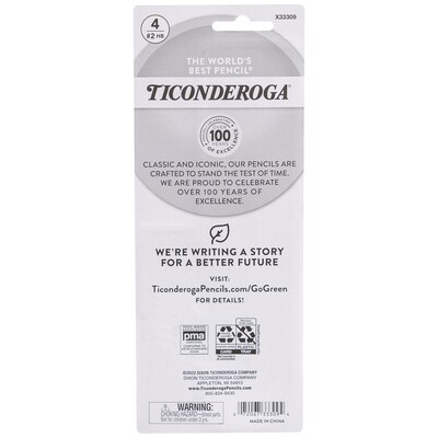 Ticonderoga My First Pre-Sharpened Wooden Pencil, 1.3mm, #2 Medium Lead, 4/Pack (X33309X)