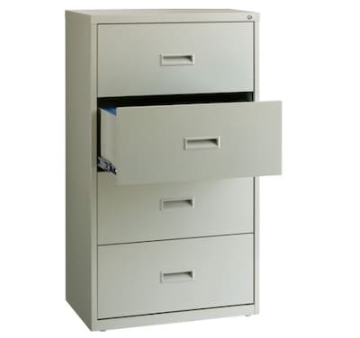 Lorell Value 4-Drawer Lateral File Cabinet, 30W x 18.6D x 52.5H, Light Gray (LLR60561)