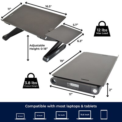 WorkEZ Best 16.5" x 11" Aluminum Laptop Stand, Black (WEBLS-b)