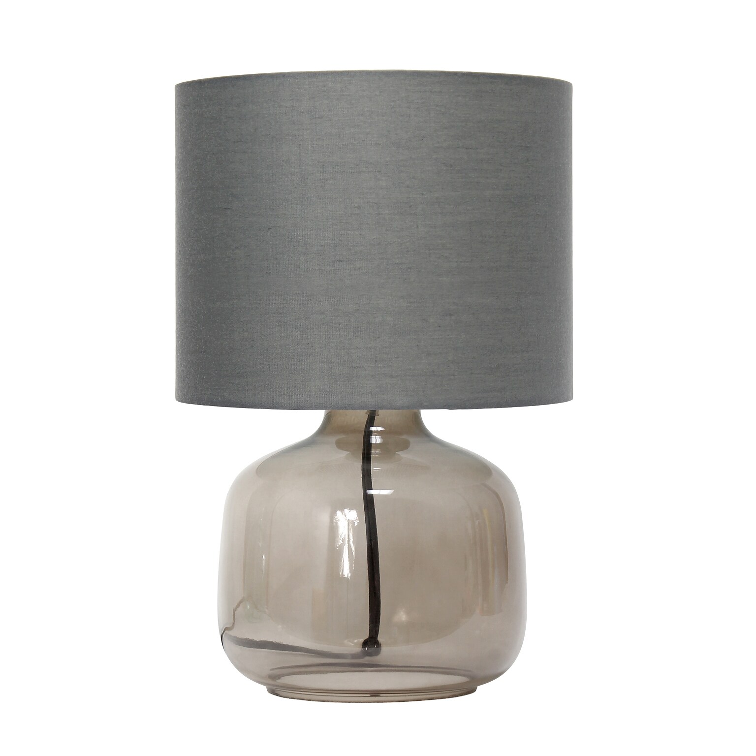 Simple Designs Glass Table Lamp Fabric Shade, Smoke with Gray Shade (LT2064-SMG)
