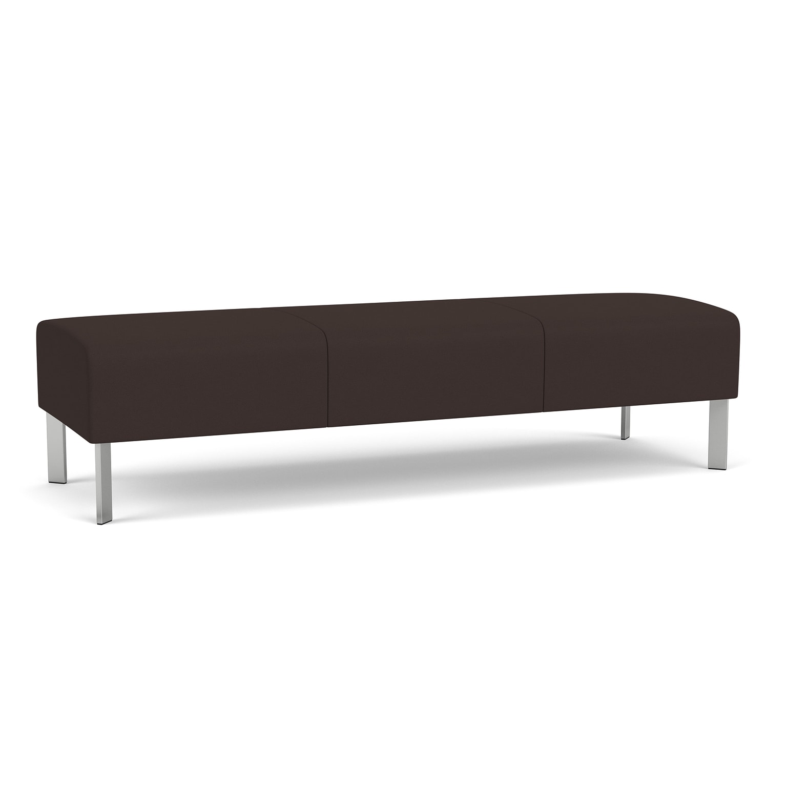 Lesro Luxe Fabric 3-Seat Bench, Open House Coffee Bean/Silver (LX3001.FSV-01OHCB)