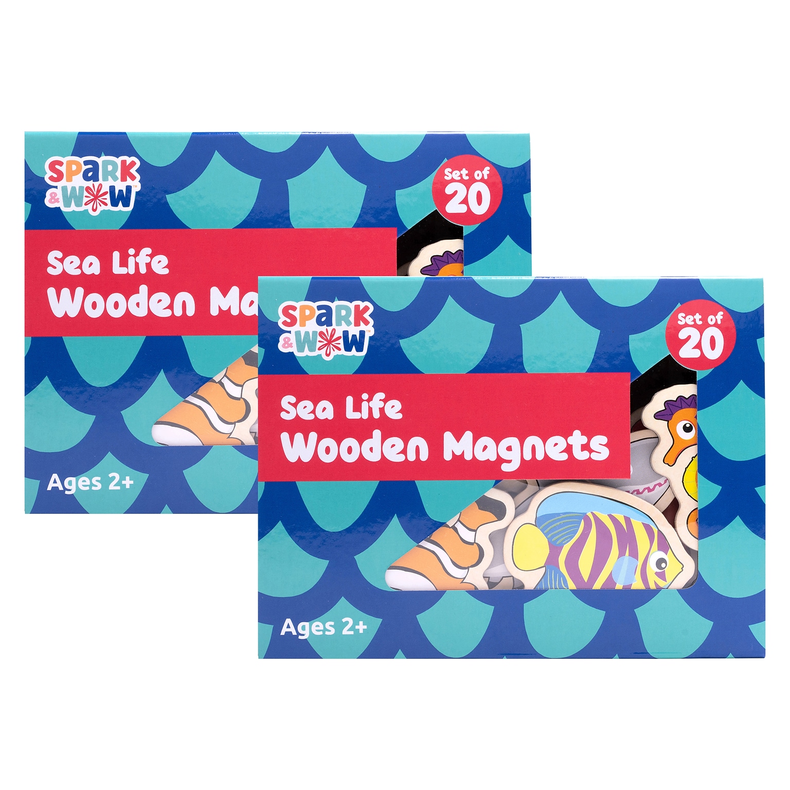 Spark & Wow Sea Life Wooden Magnets, Assorted Colors, 2/Bundle (CTUSW400020-2)