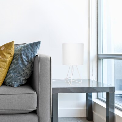 Simple Designs Down to the Wire Table Lamp Fabric Shade, White with White Shade (LT2066-WOW)