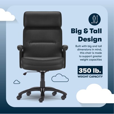 Serta Comfort Big & Tall Ergonomic Bonded Leather Swivel Executive Chair, Black (CHR10131A)