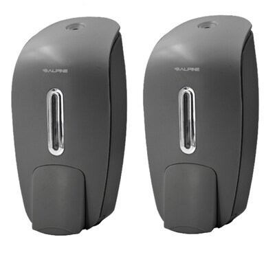 Alpine Industries Universal Wall Mounted Hand Soap Dispenser, Gray, 2/Pack (425-GRY-2PK)