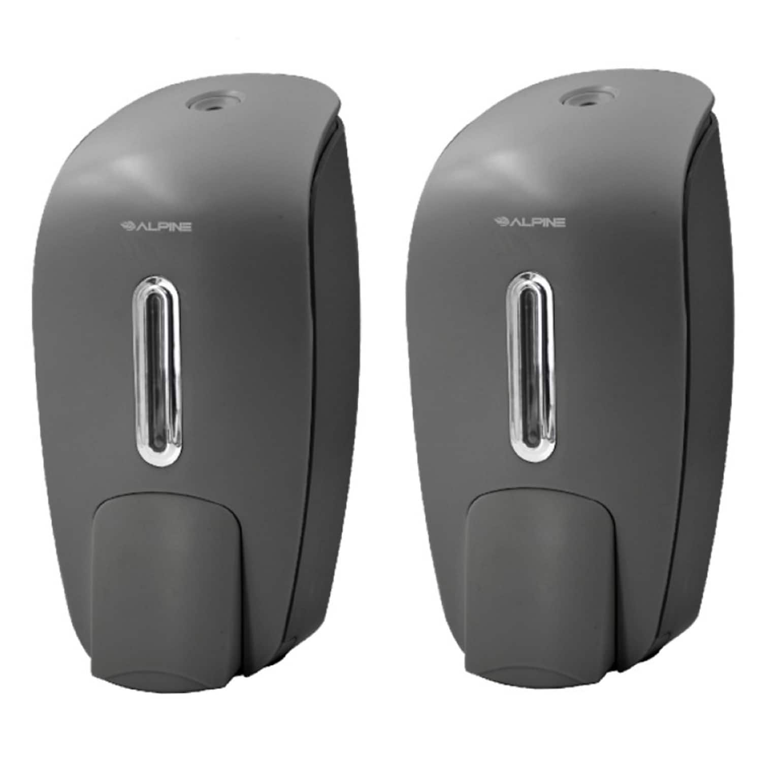 Alpine Industries Universal Wall Mounted Hand Soap Dispenser, Gray, 2/Pack (425-GRY-2PK)