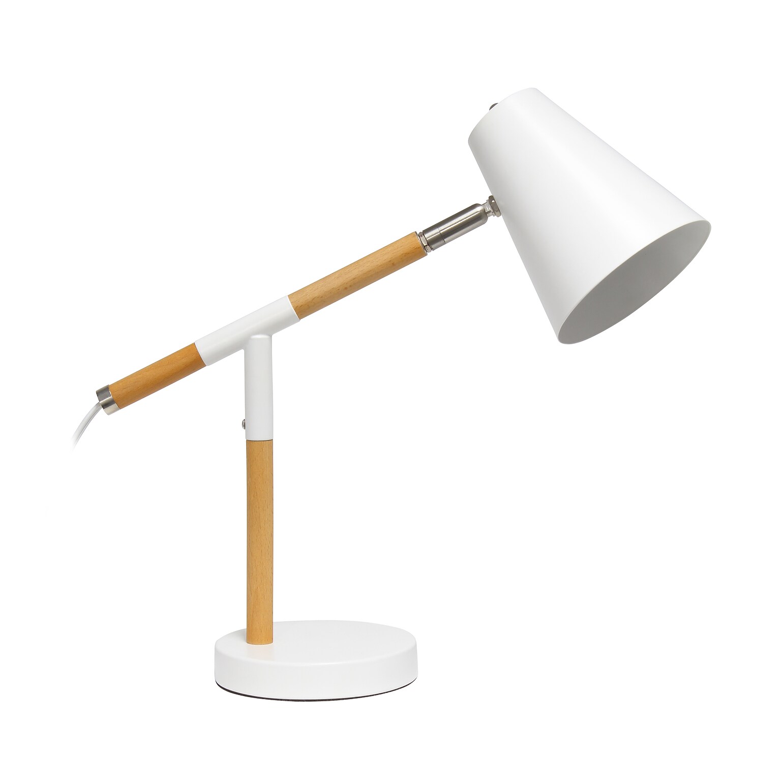 Creekwood Home Nordic LED Desk Lamp, 15.5, Matte White/Wood (CWD-1020-WH)