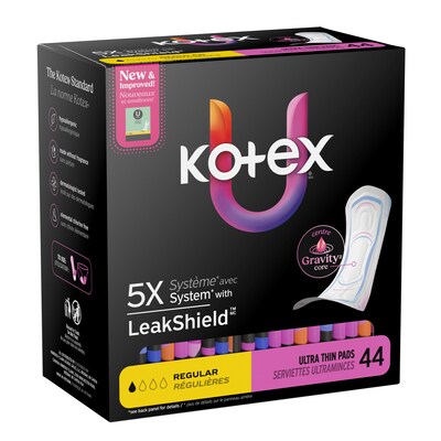 U by Kotex Security Regular Cotton Maxi Pads, 44/Pack (58246)