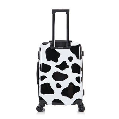 InUSA Prints 26.82" Hardside Suitcase, 4-Wheeled Spinner, TSA Checkpoint Friendly, Cow Animal Print (IUAPC00M-COW)