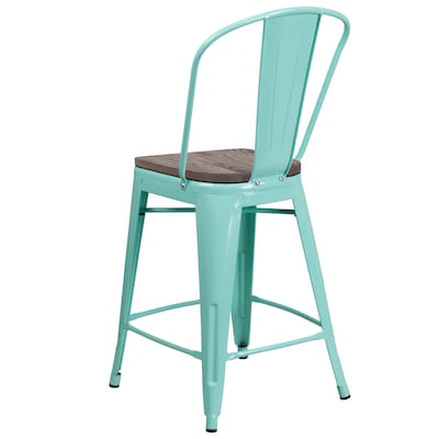 Flash Furniture Blake Contemporary Metal Vertical Back Counter Height Stool, Mint Green, 4-Pieces/Pack (4ET353424MINTW)