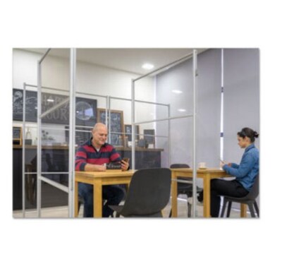 MasterVision Protector Series Mobile Glass Panel Divider, 69" x 22" x 49" (BVCDSP123046)