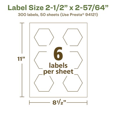 Avery EcoFriendly Laser/Inkjet Decorative Edge Multipurpose Labels, 2-1/2" x 2-57/64", White, 300/Box (94121)