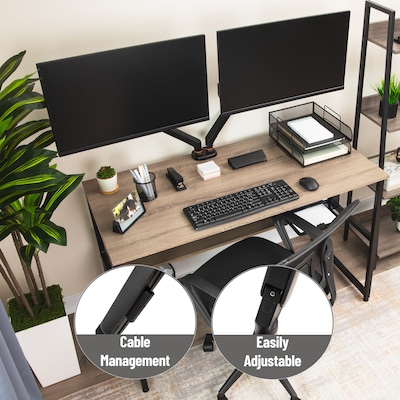 Mind Reader Adjustable Counter-Balance Dual Arm Desk Mount for 13" – 32" Monitors, Black (GARMONDB-BLK)