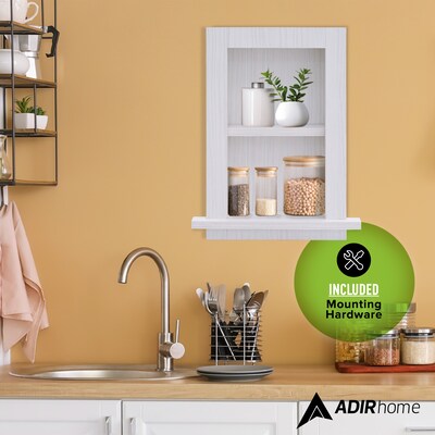AdirHome 2-Shelf Recessed Wall Mount Shelf, 18" x 14" x 4.8", White (515-01-WHI)