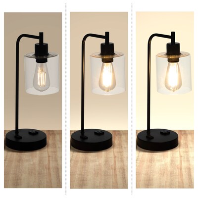 Lavish Home 16.14" LED Table Lamp with USB Ports, Black, 2/Set (72-LMPDKIND-1B-2)