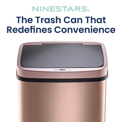 Nine Stars Stainless Steel Motion Sensor Trash Can, 13.2 Gallon, Gold (DZT-50-28GD)