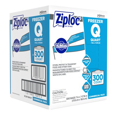 Ziploc Storage Bags, Quart, 48/Box (314469)