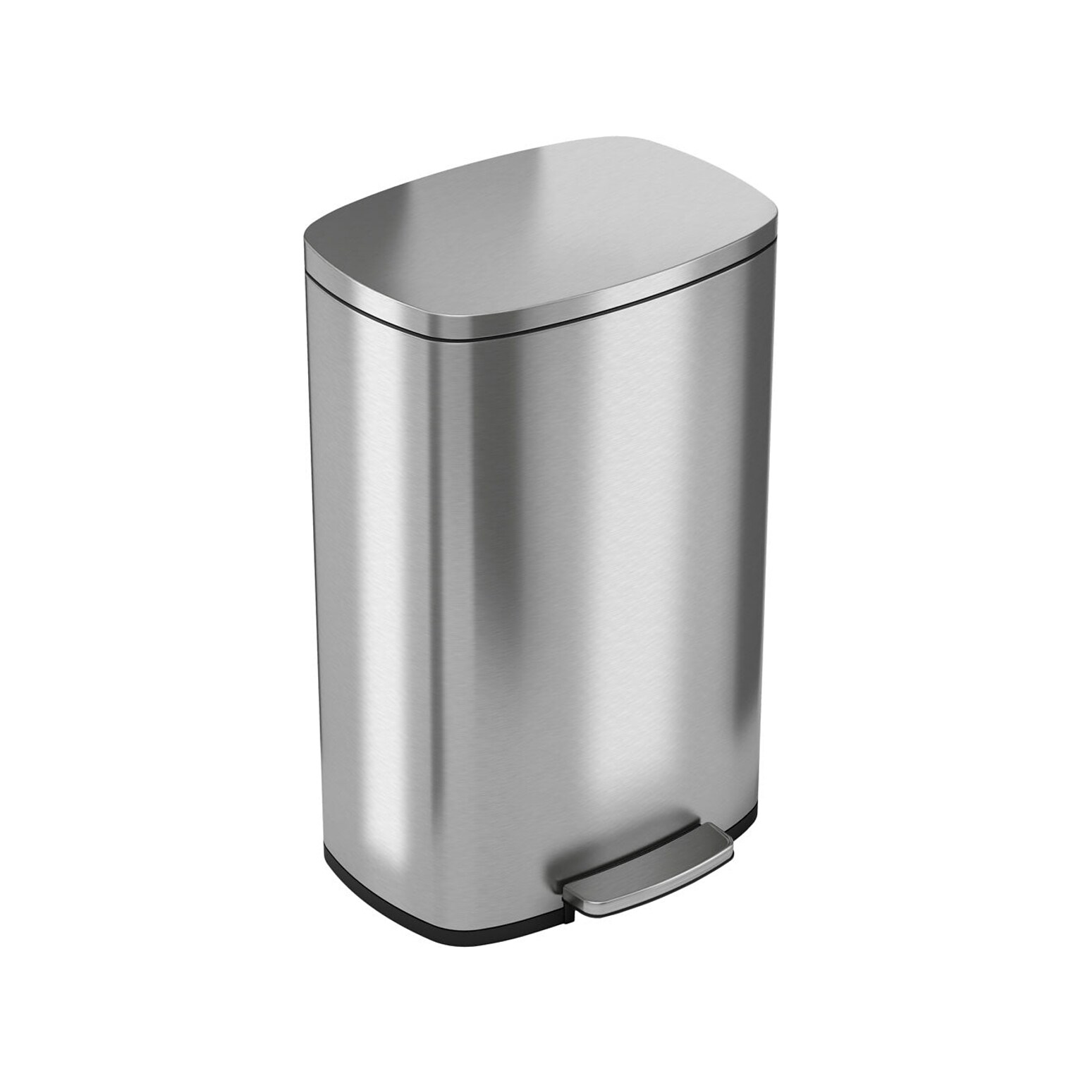 HLS Commercial Stainless Steel Step Trash Can with Hinged Lid, 13.2-Gallon, Silver (HLSS13R)