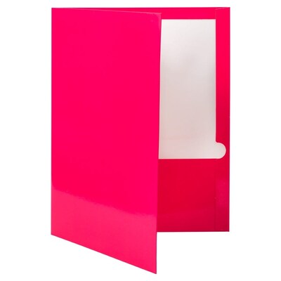 JAM Paper Glossy 2 Pocket Cardstock Presentation Folder, Pink, 50/Box (385Gfuc)