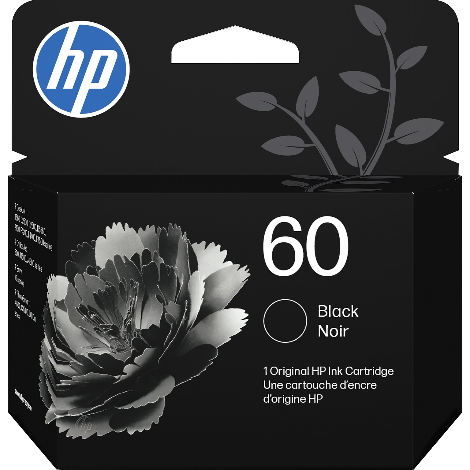 HP 60 Black Standard Yield Ink Cartridge, Prints Up to 200 Pages (CC640WN#140)