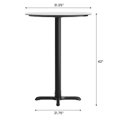 Flash Furniture Acadia 31.25" Round Wooden Dining Table with X-Base, White Faux Marble/Black Base (STRD31WMAT2222B)