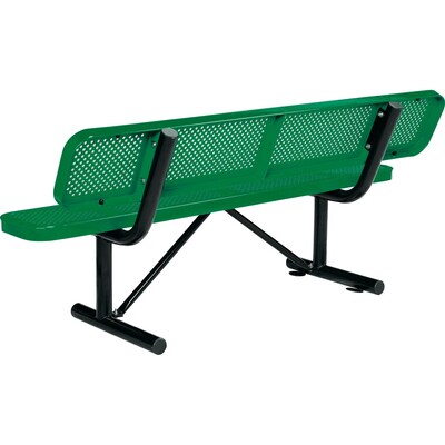 Global Industrial 6' Outdoor Steel Picnic Bench w/ Backrest, Perforated Metal, Green (694557GN)
