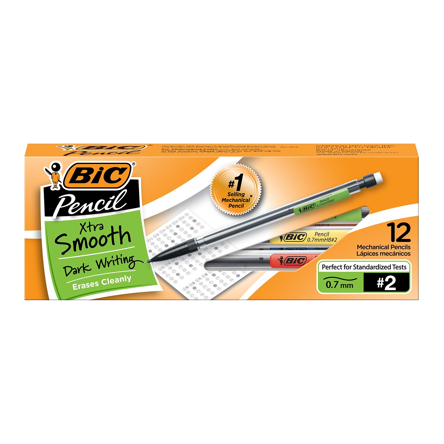 BIC Xtra Smooth Mechanical Pencils, 0.7mm, #2 Medium Lead, Dozen (MP11-BLK)
