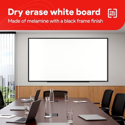 TRU RED™ Melamine Dry Erase Board, Black Frame, 8' x 4' (TR59357)