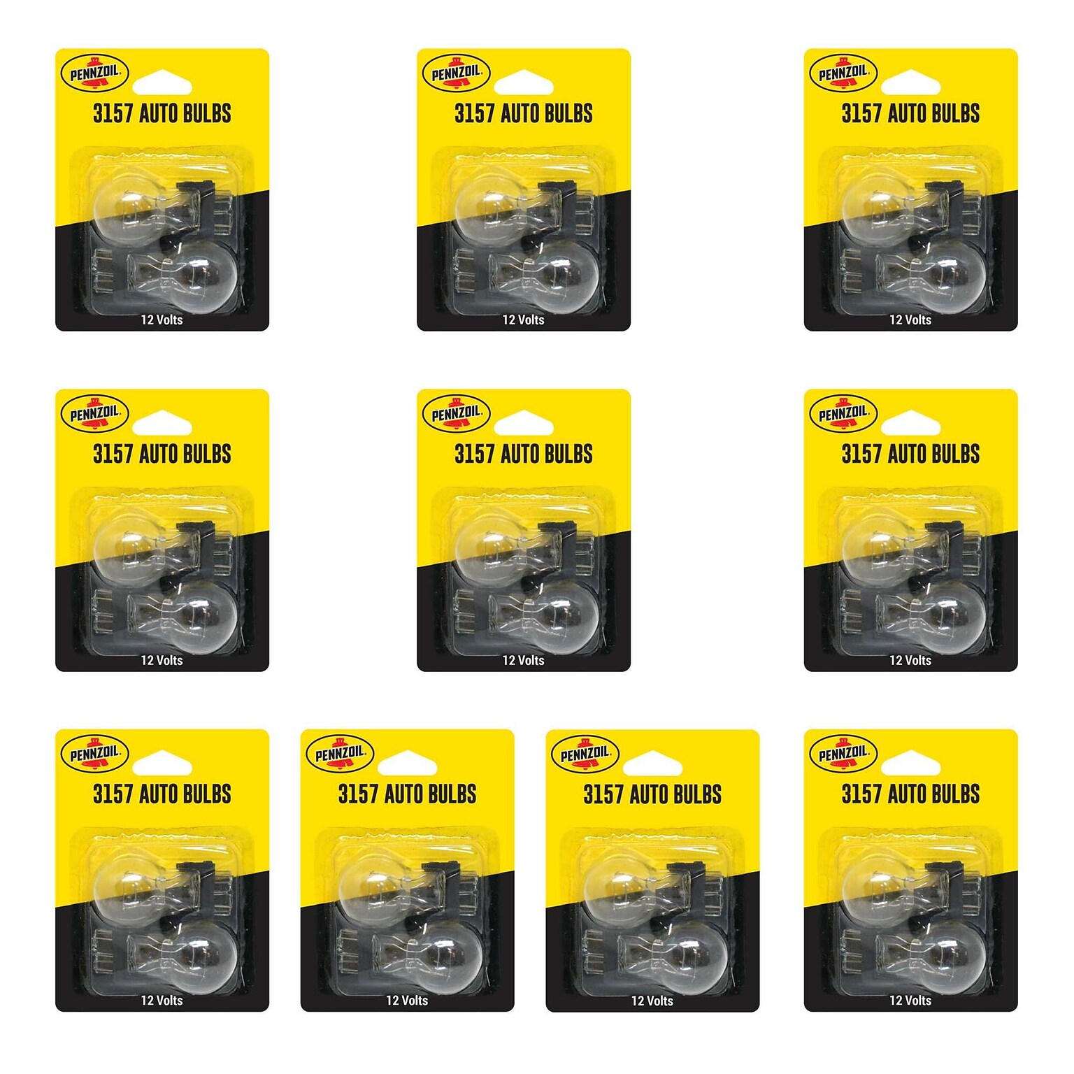 Pennzoil Clear Auto Bulbs, Model #3157, Clear, 2 Bulbs/Pack, 10 Packs/Box, 10 Boxes/Carton (14257)