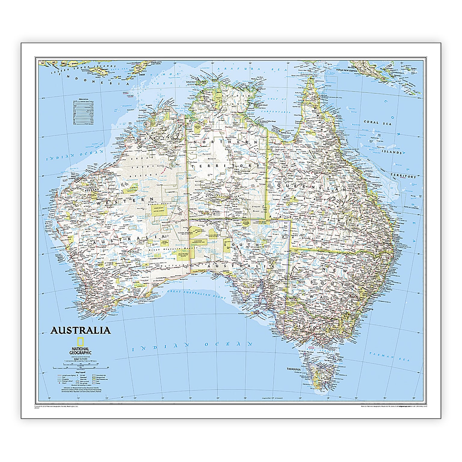 National Geographic Australia Classic Map, Laminated, 30.25 x 27 (NGMRE00620146)