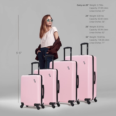 DUKAP Discovery 4-Piece Hardside Spinner Luggage Set, TSA Checkpoint Friendly, Pink (DKDISSMLXL-PNK)
