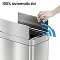 iTouchless Stainless Steel Wings Open Lid Sensor Trash Can with AbsorbX Odor Control, Silver, 13 gal