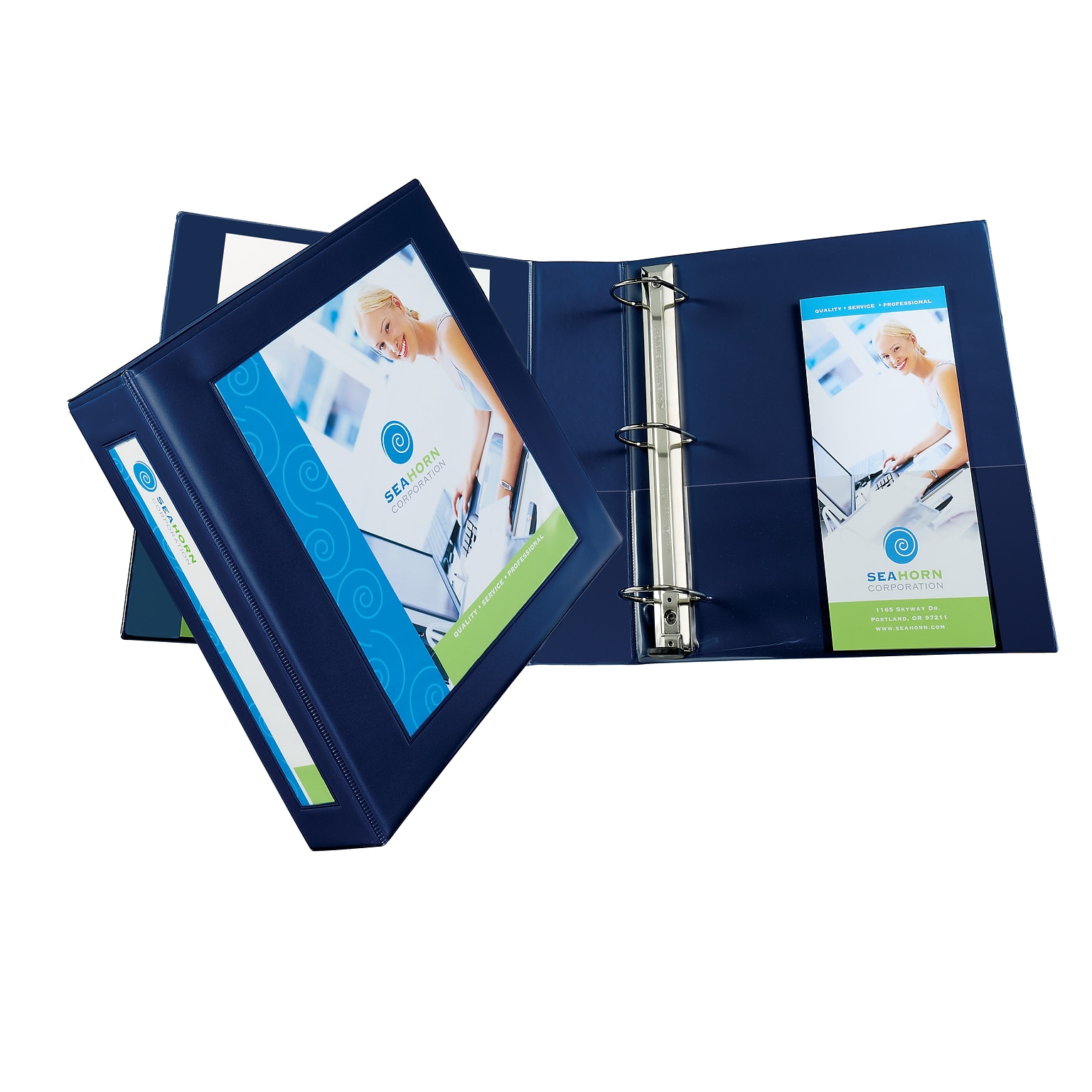 Avery Heavy Duty 2 3-Ring Framed View Binders, One Touch EZD Ring, Navy Blue (68033)