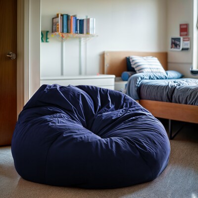 Flash Furniture Cotton Twill Oversized Solid Bean Bag Chair, Navy Blue