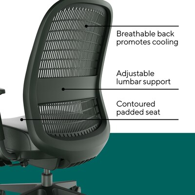 Workplace2.0 Health™ Bedford Polyurethane/Nylon Task Chair, Black (WP62574)