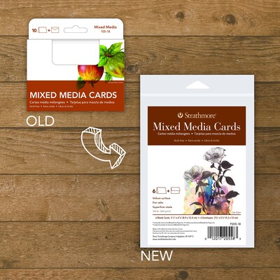 Strathmore 400 Series Mixed Media Cards & Envelopes, 4.875" x 3.5", White, 6/Pack, 3 Packs/Bundle (STTP20518-3)