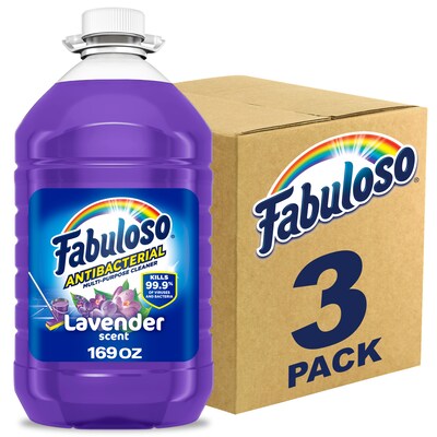 Fabuloso Antibacterial Multipurpose Cleaner, Lavender Scent, 169 Fl. Oz., 3/Carton (61018224CT)