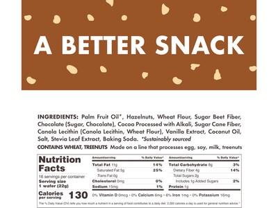 Rip Van Chocolate Hazelnut Wafers, 0.78 oz., 16 Packs/Box (5191)