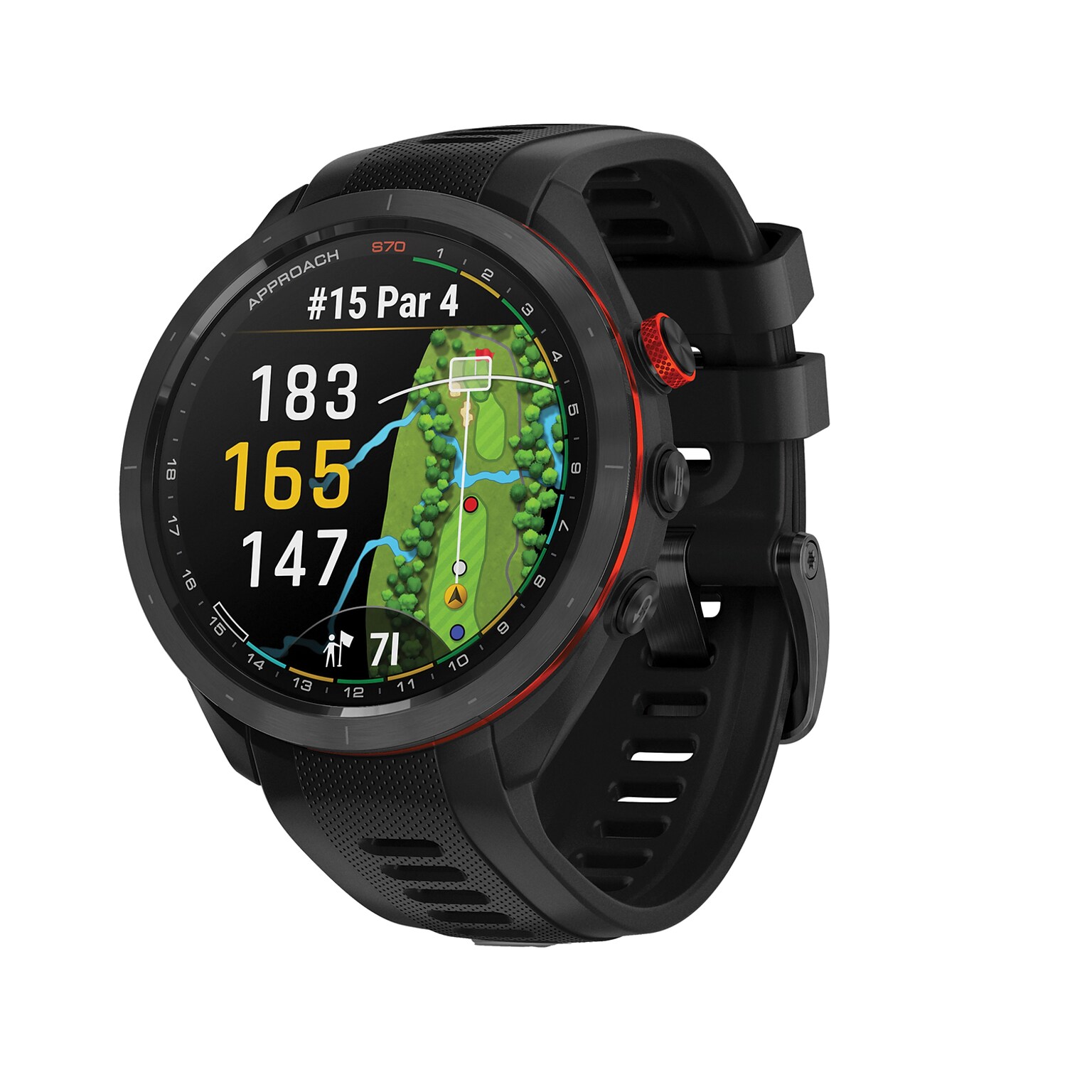 Garmin Approach S70 Golf Smartwatch, GPS, 42mm, Black Ceramic Bezel, Black Silicone Band (010-02746-02)