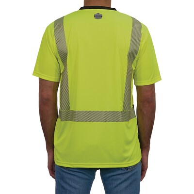 Ergodyne GloWear 8294BK High Visibility Short Sleeve Black Bottom T-Shirt, ANSI Type R Class 2, Lime, 2XL (22276)