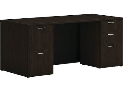 HON Mod 66W Double-Pedestal Desk, Java Oak (HLPLDS66PSJA1)