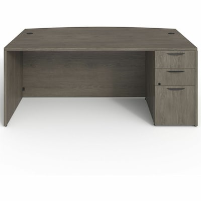 Lorell Prominence 2.0 72 W Bowfront Left-Pedestal Desk, Gray Elm Surface (LLRPD4272LSPBGE)
