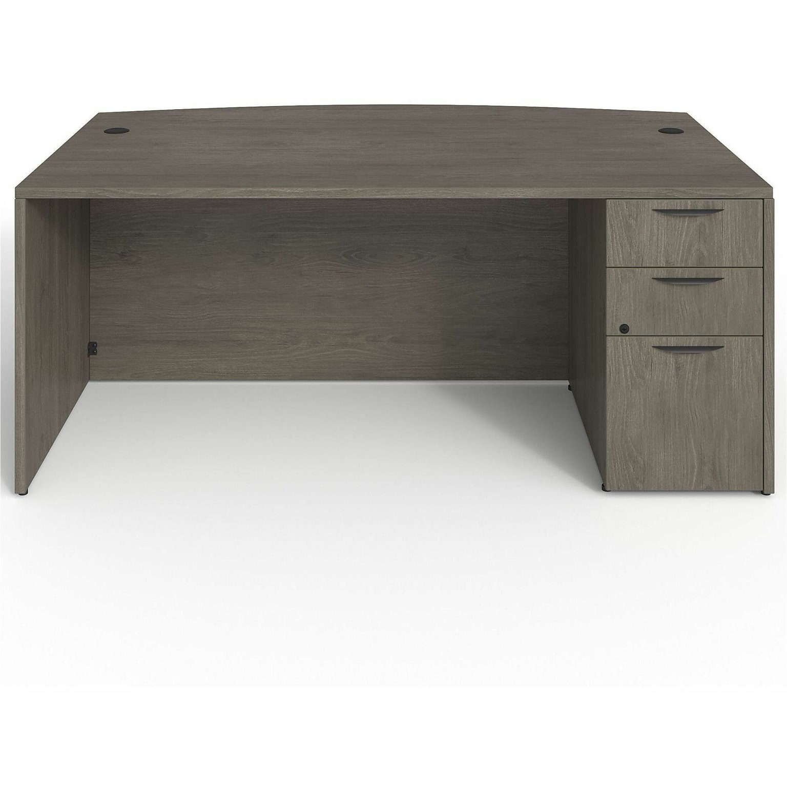 Lorell Prominence 2.0 72 W Bowfront Left-Pedestal Desk, Gray Elm Surface (LLRPD4272LSPBGE)