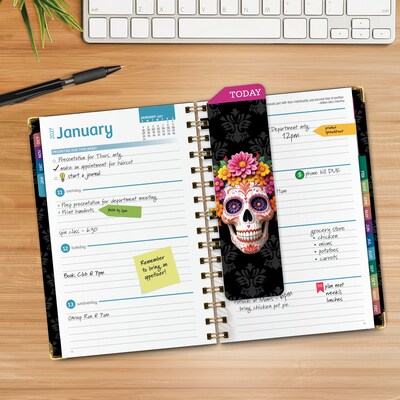 2027 Excello Brands 6 x 8 Weekly & Monthly Standard Planner, Paperboard Cover, Sugar Skull (FSHN-CY27-58-48)