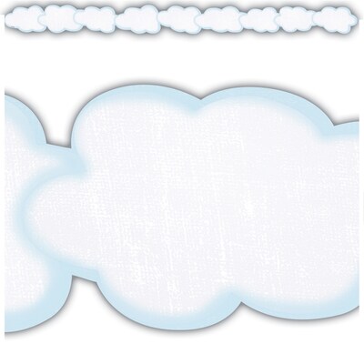 Teacher Created Resources Die-Cut Border Trim, 2.75" x 2.92', Clouds, 12/Pack, 6 Packs/Bundle (TCR9240-6)