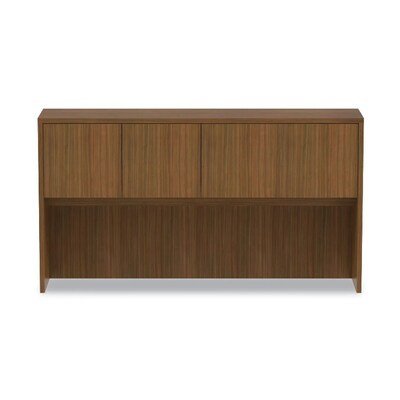 Alera Valencia Series Hutch with Doors, 4 Compartments, 64.75 x 15 x 35.38, Modern Walnut (ALEVA2
