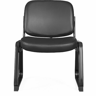 Lorell Deluxe Leather Guest Chair with Sled Base, Black (LLR84597)