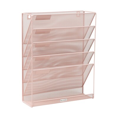Mind Reader 6-Pocket Metal Mesh Mountable Wall File, Letter Size, Pink (MAGSTACK-PNK)