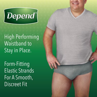 Depend Fit-Flex Adult Incontinence Underwear for Men, Disposable, Large, Grey, 72 Count (54203)