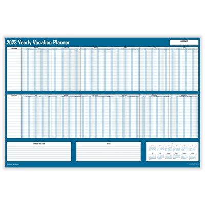 2023 ComplyRight Vacation Planner, 24 x 36 Yearly Dry Erase Wall Calendar, Blue/White (J1712)